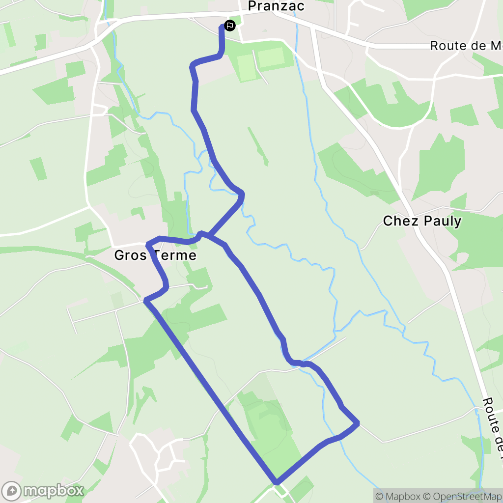 Pranzac : carte du parcours de randonnée - France