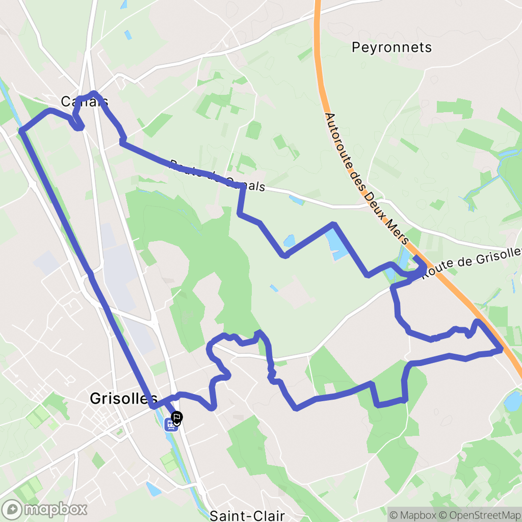 Grisolles : carte du parcours de randonnée - France