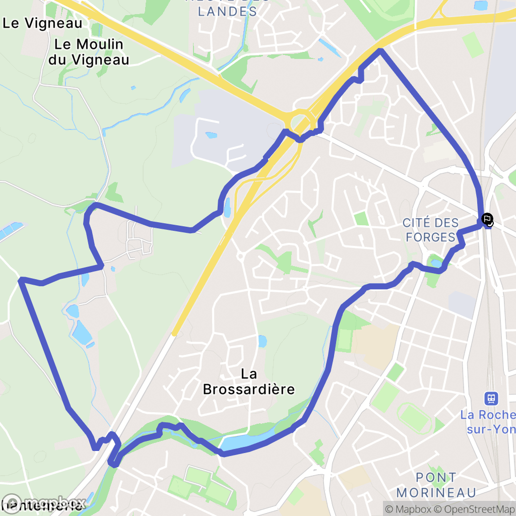 La Roche-sur-Yon : carte du parcours de randonnée - France