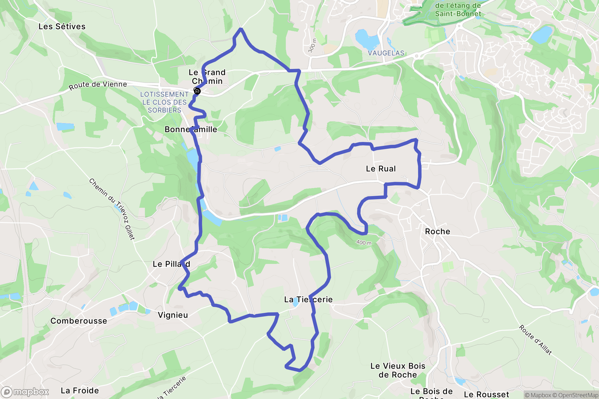 Bonnefamille : carte du parcours de randonnée - France