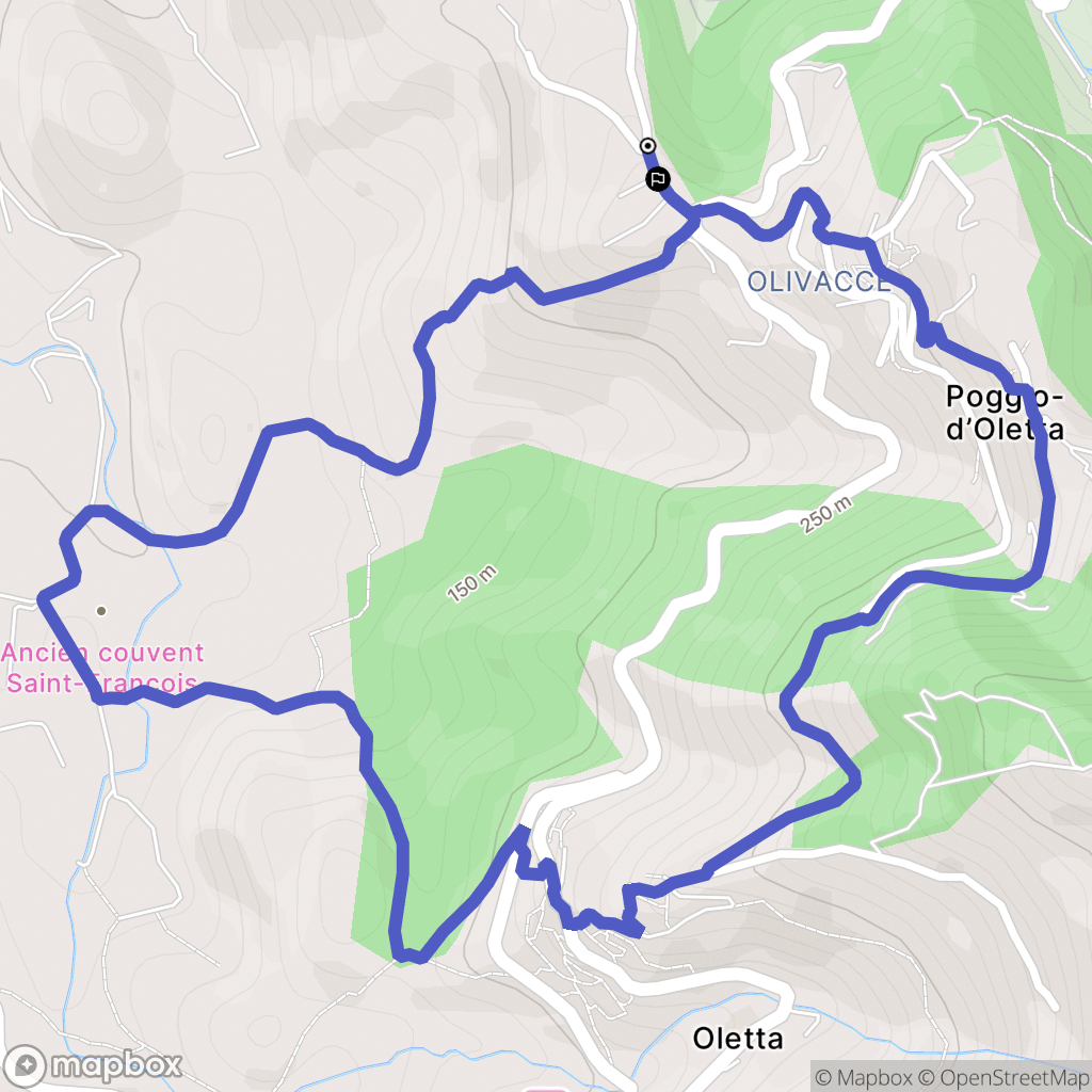 Poggio-d'Oletta : carte du parcours de randonnée - France