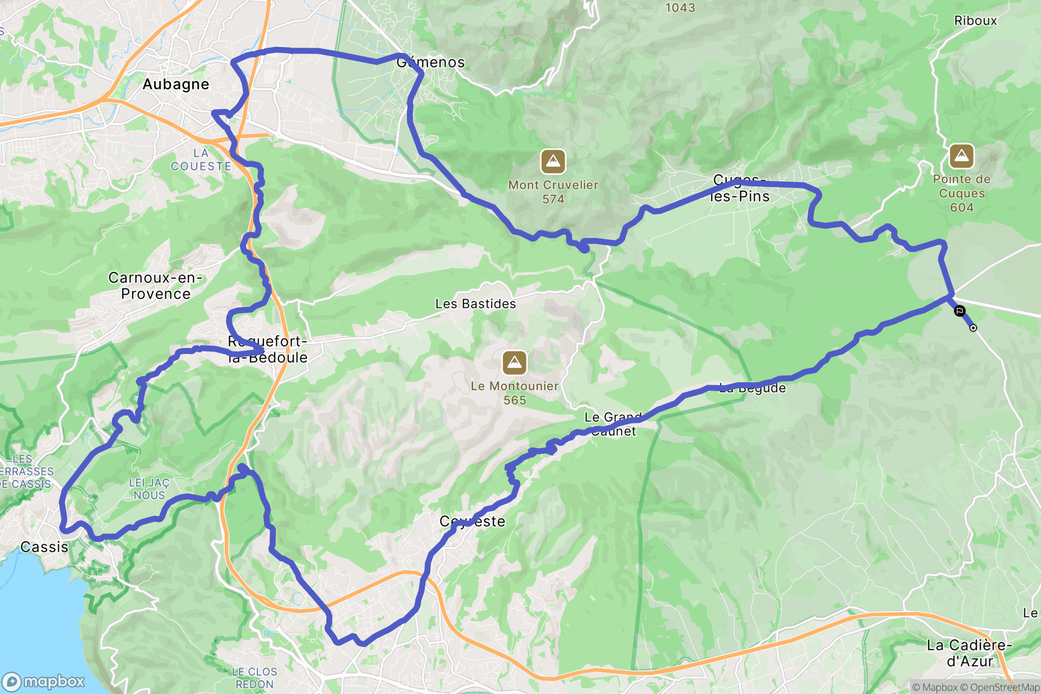 Le Castellet : carte du parcours de randonnée - France