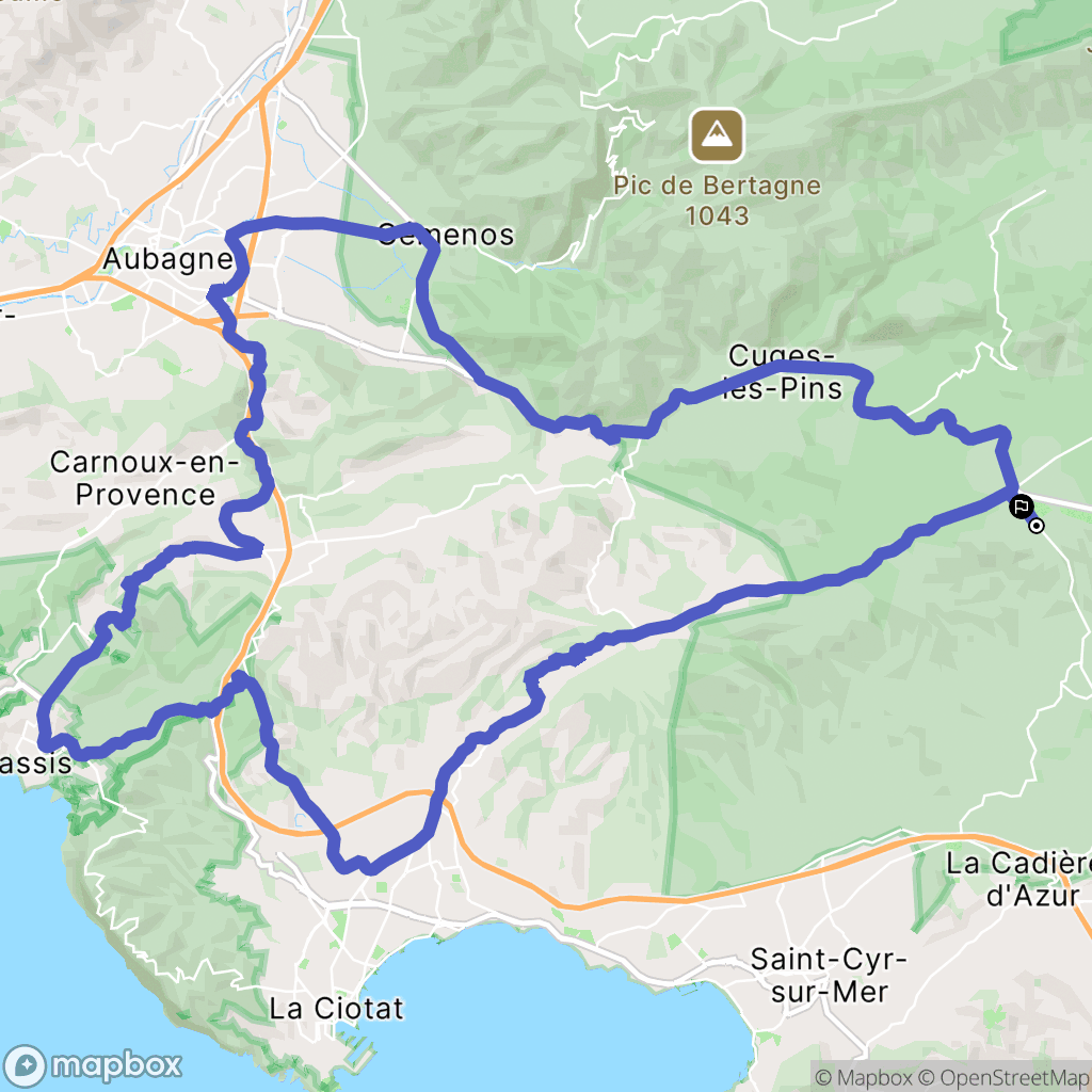 Le Castellet : carte du parcours de randonnée - France