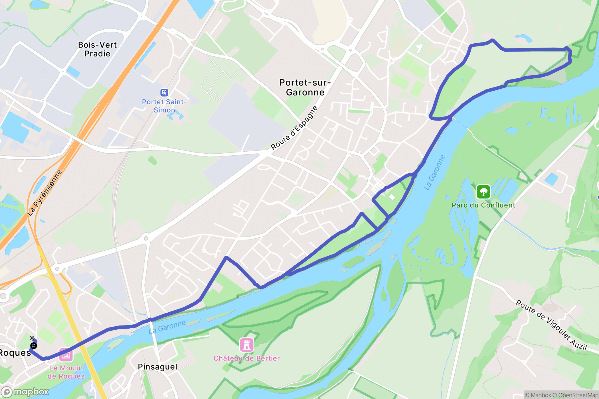 Roques : carte du parcours de randonnée - France