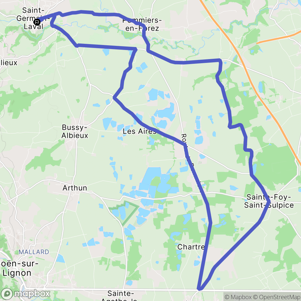 Saint-Germain-Laval : carte du parcours de randonnée - France
