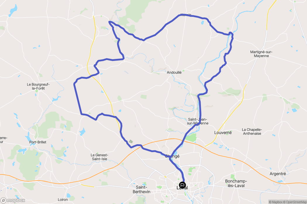Laval : carte du parcours de randonnée - France