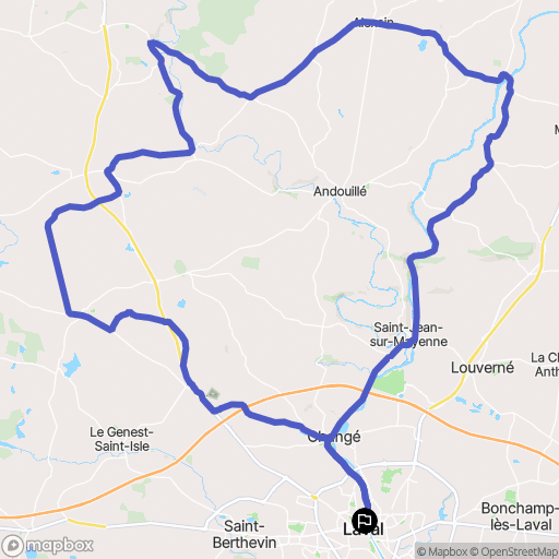 Laval : carte du parcours de randonnée - France