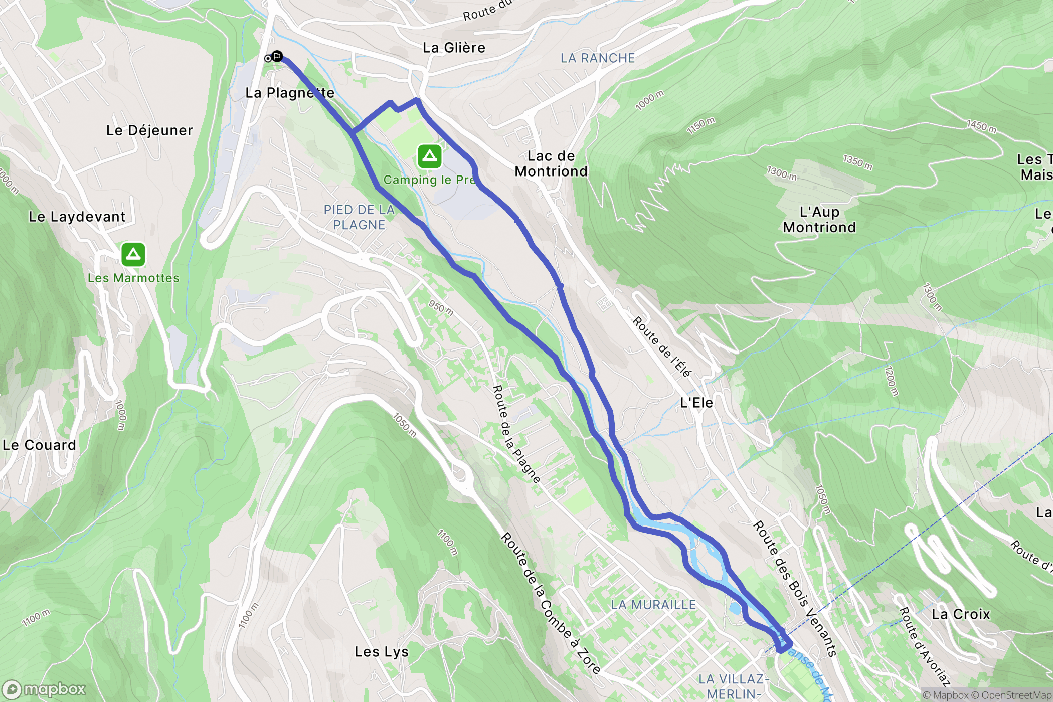 Montriond : carte du parcours de randonnée - France
