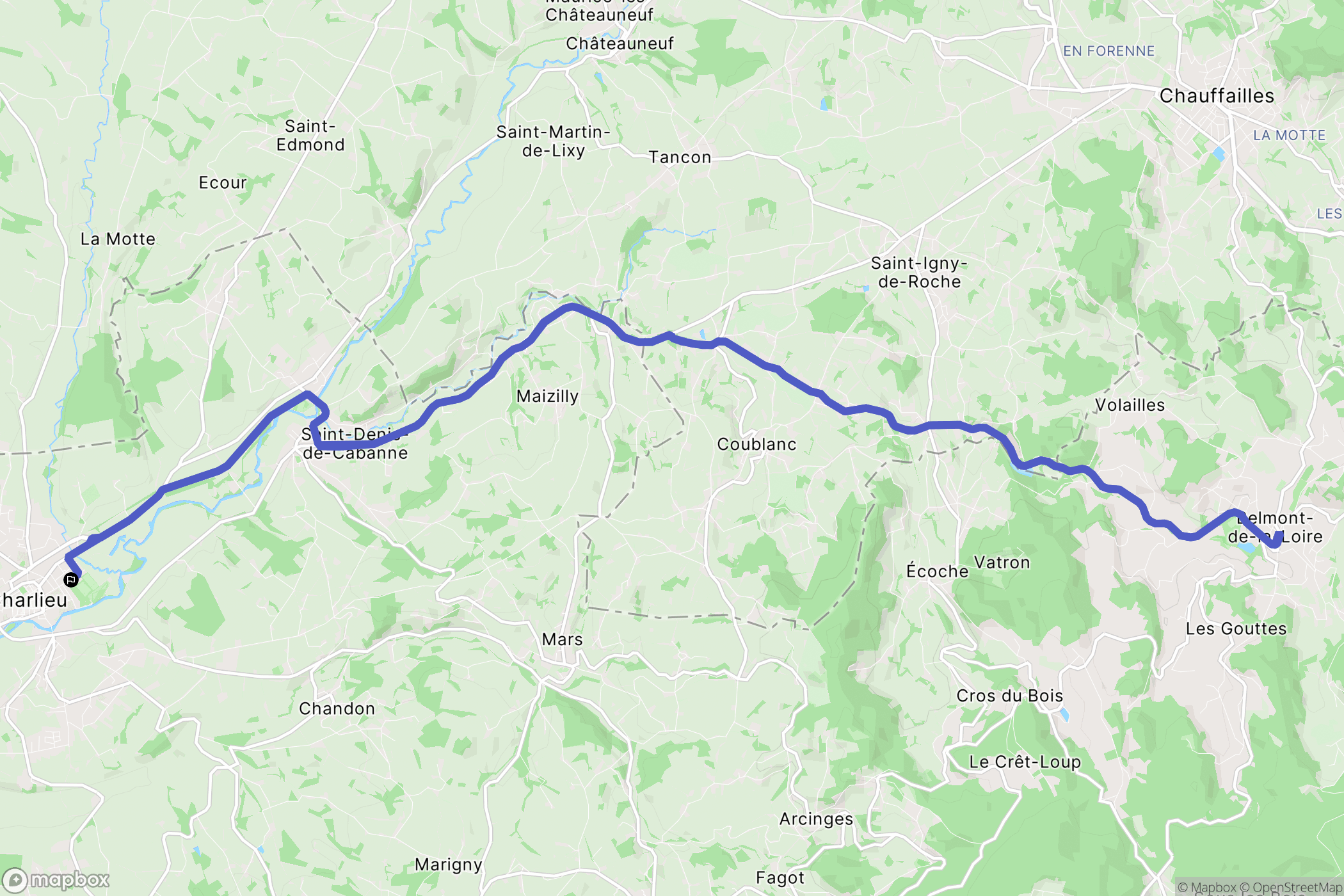 Charlieu : carte du parcours de randonnée - France