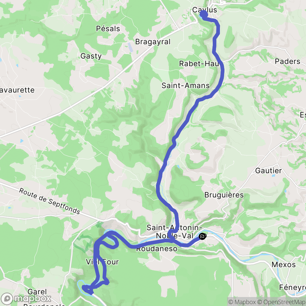 Saint-Antonin-Noble-Val : carte du parcours de randonnée - France