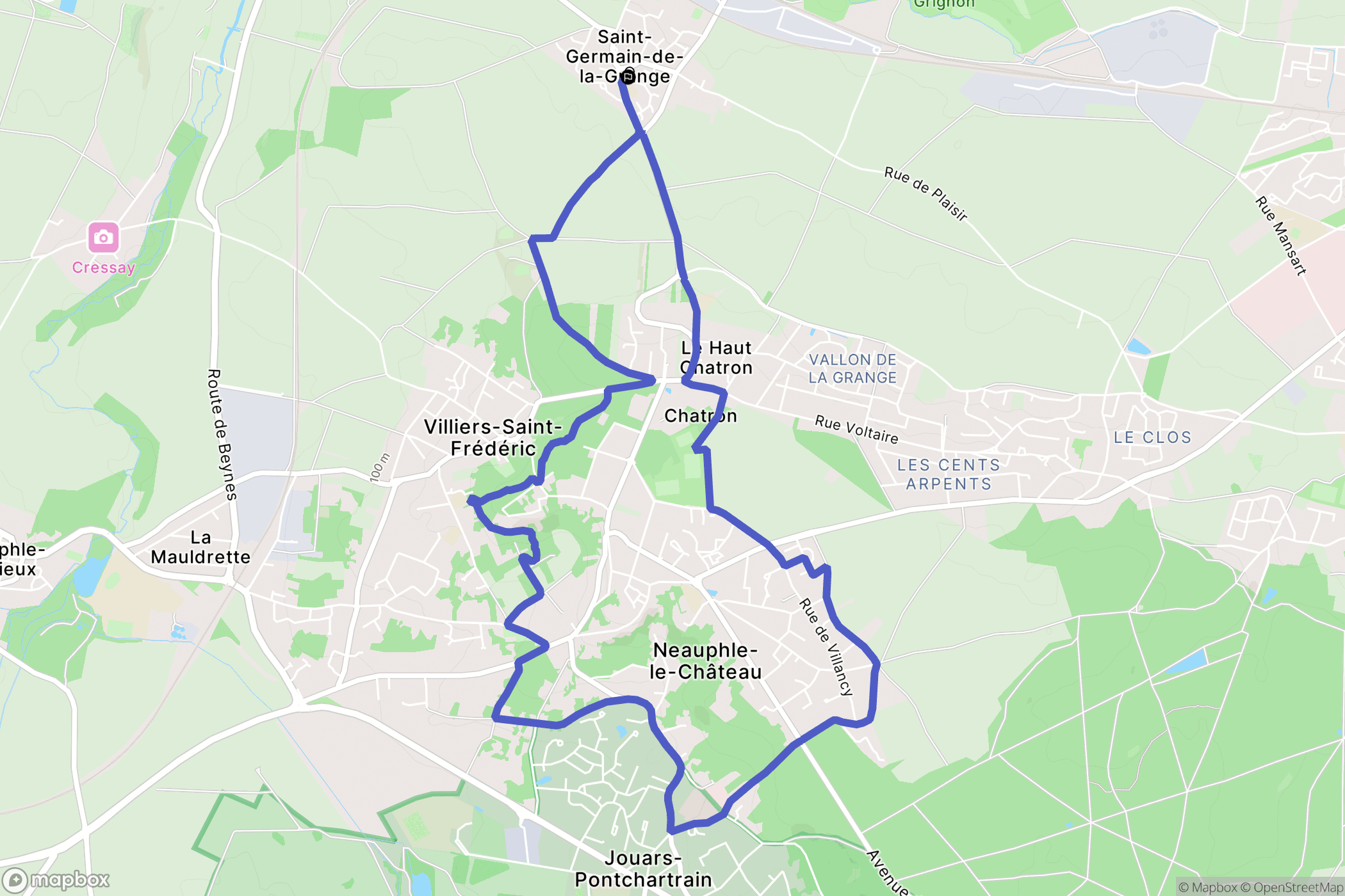 Saint-Germain-de-la-Grange : carte du parcours de randonnée - France