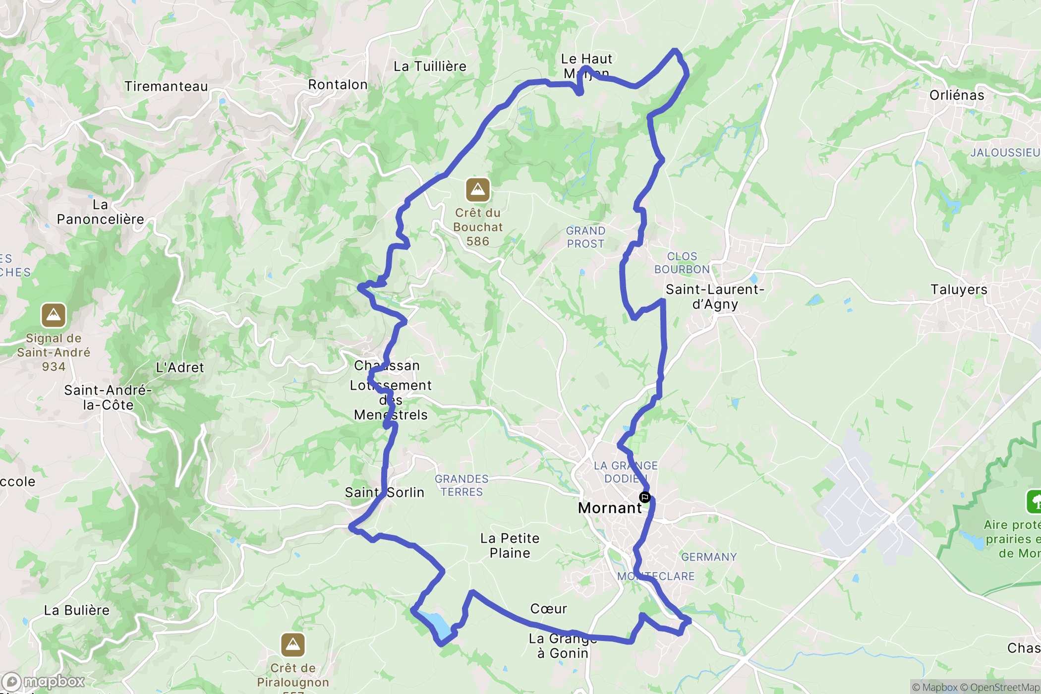 Mornant : carte du parcours de randonnée - France
