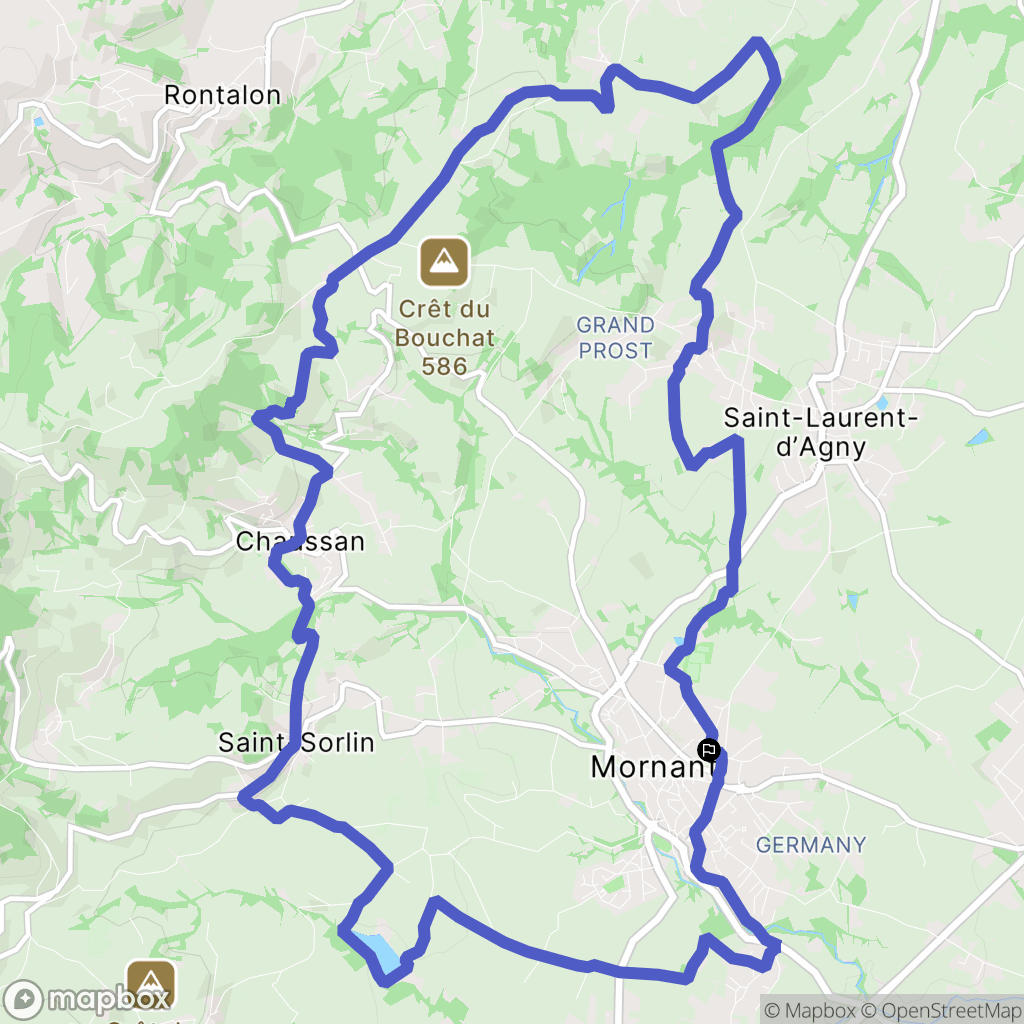 Mornant : carte du parcours de randonnée - France