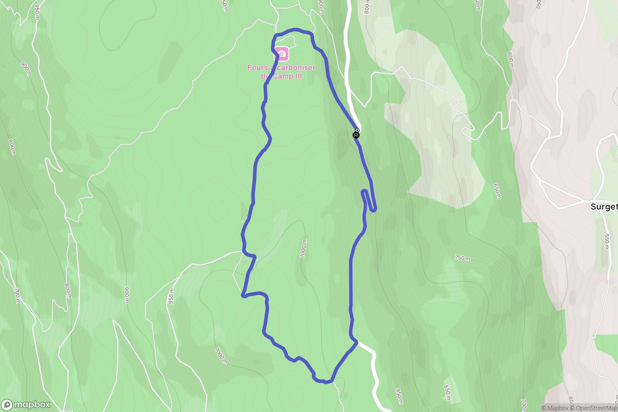 Moye : carte du parcours de randonnée - France
