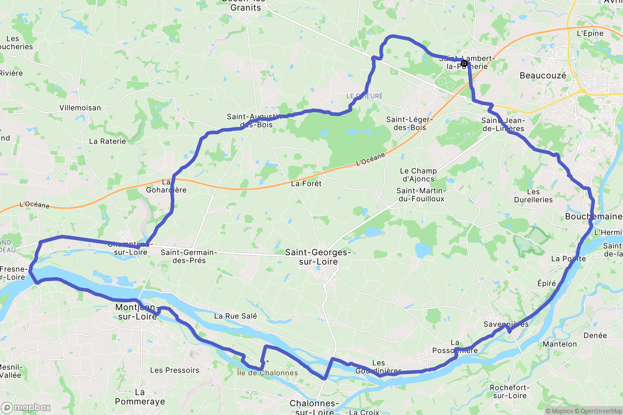 Saint-Lambert-la-Potherie : carte du parcours de randonnée - France