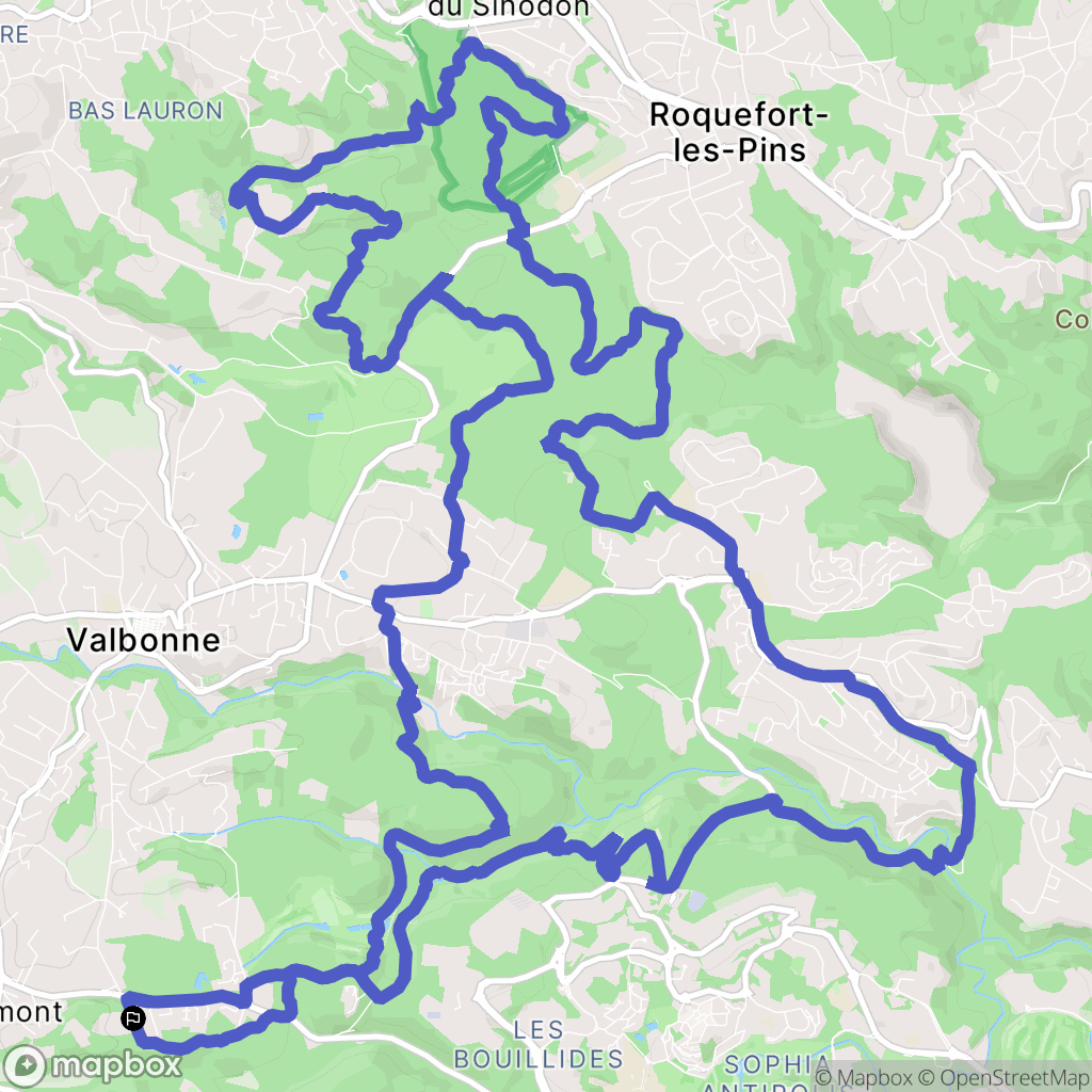Valbonne : carte du parcours de randonnée - France
