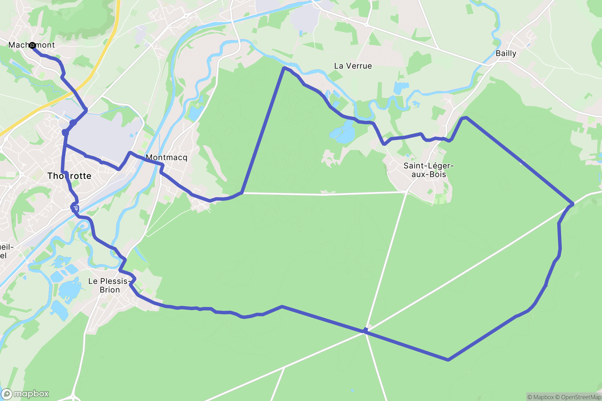 Machemont : carte du parcours de randonnée - France