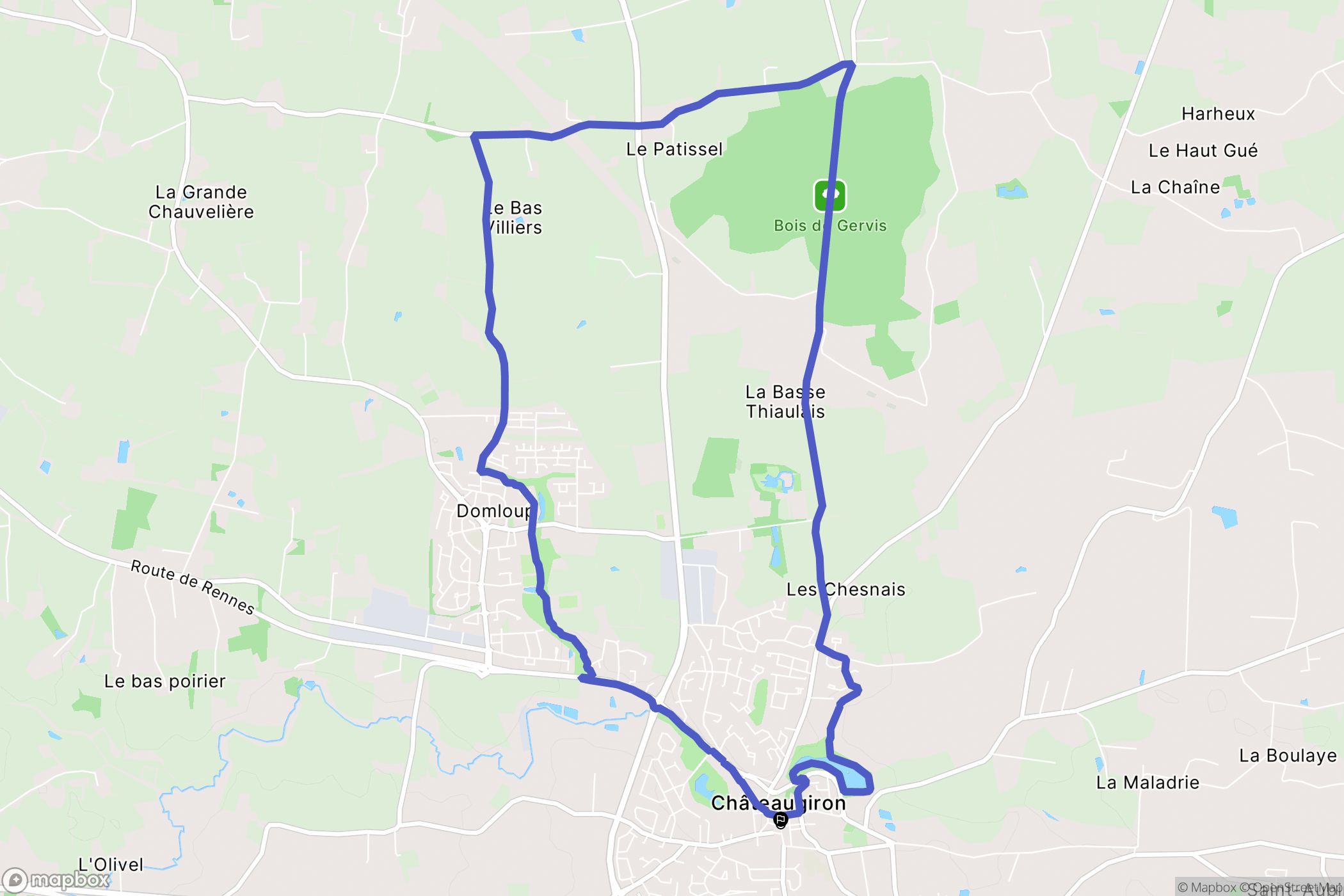 Châteaugiron : carte du parcours de randonnée - France