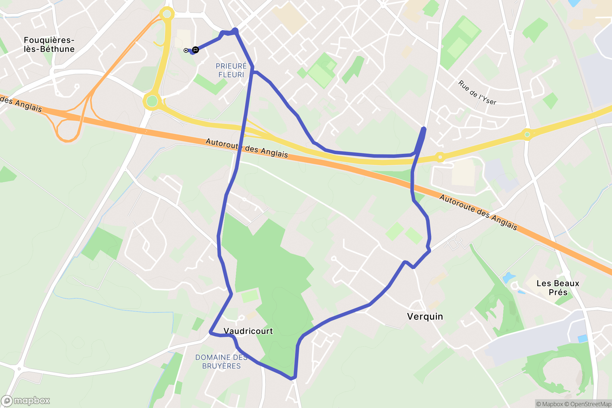 Fouquières-lès-Béthune : carte du parcours de randonnée - France