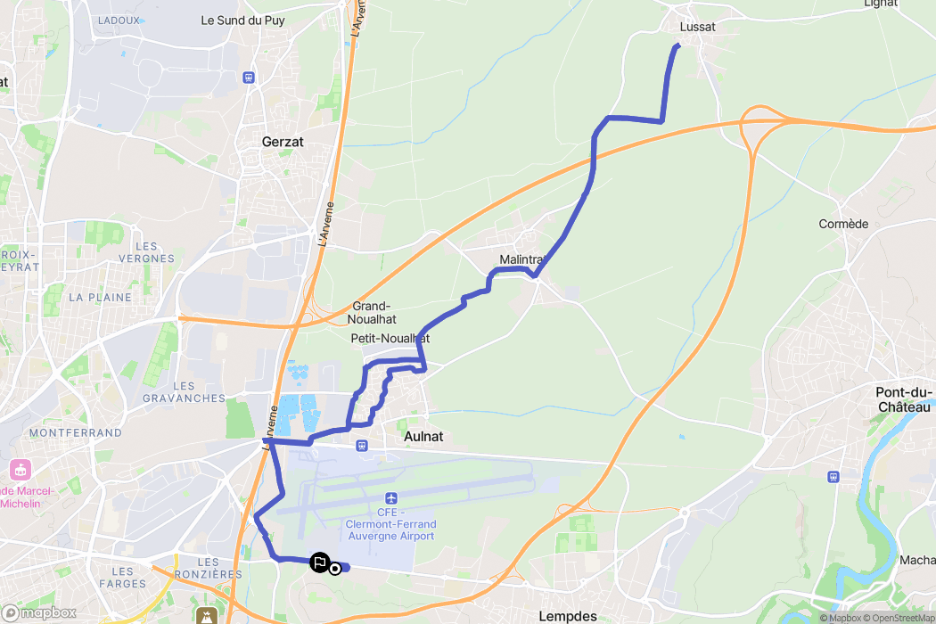 Clermont-Ferrand : carte du parcours de randonnée - France