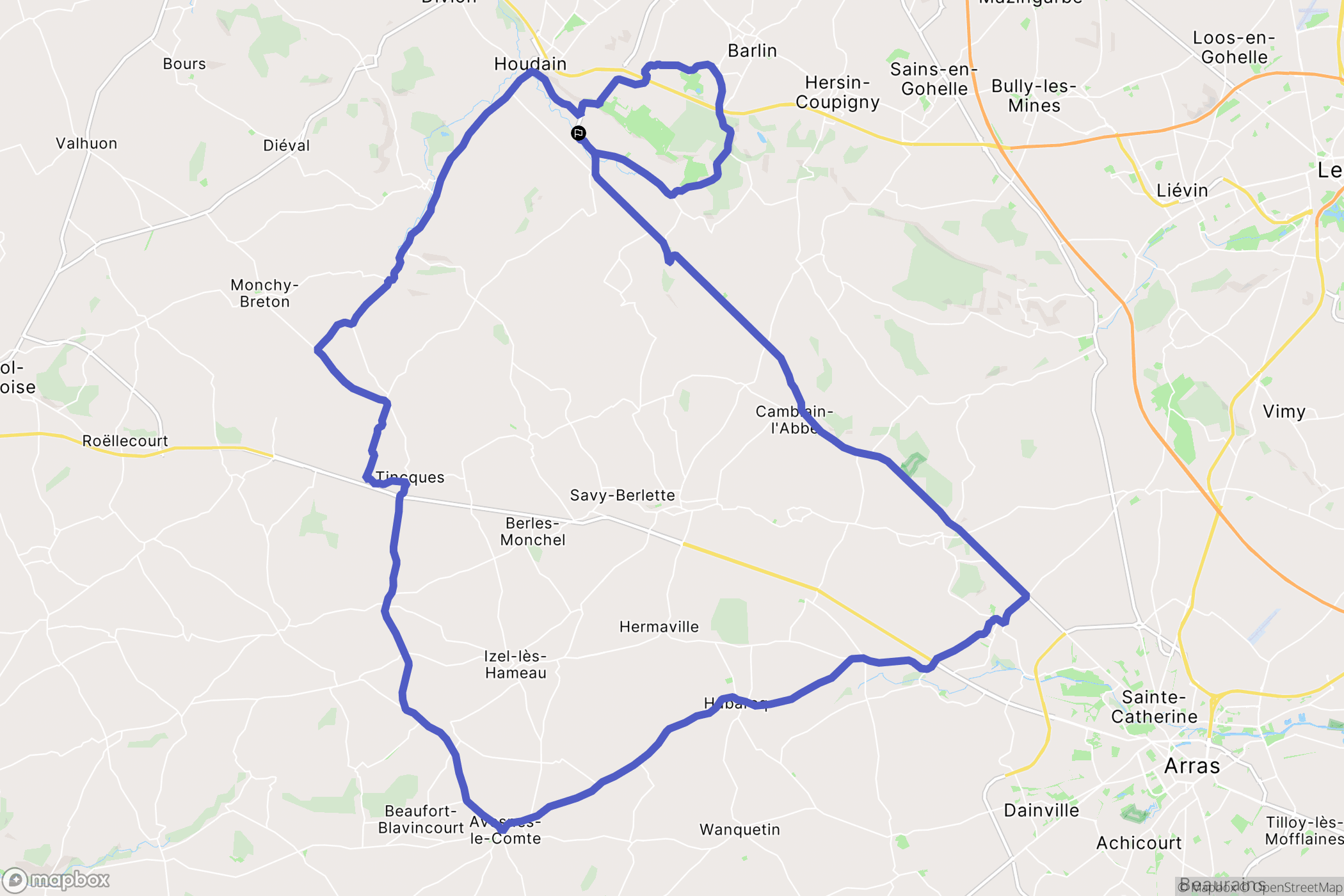 Rebreuve-Ranchicourt : carte du parcours de randonnée - France
