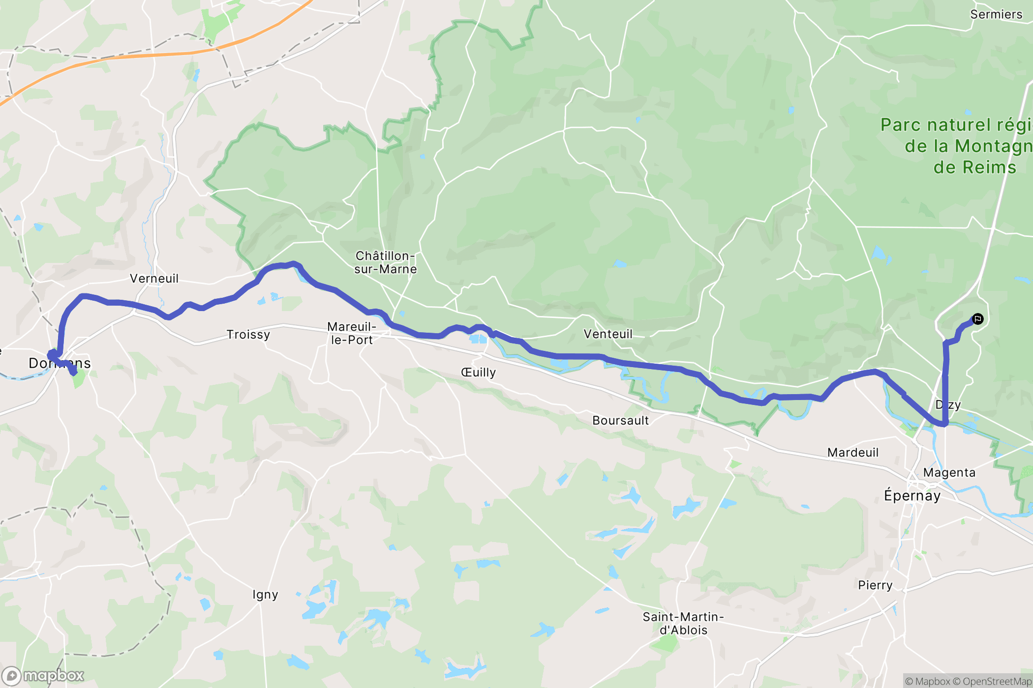 Champillon : carte du parcours de randonnée - France