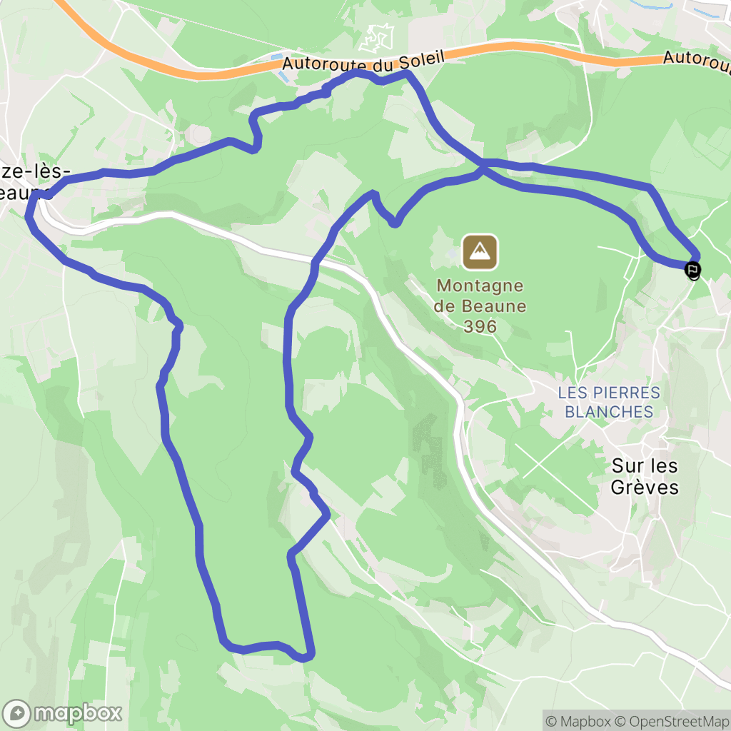 Beaune : carte du parcours de randonnée - France