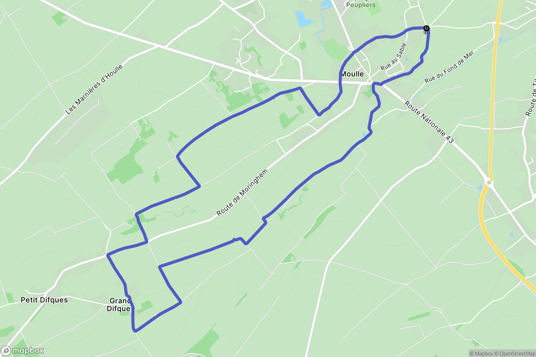 Moulle : carte du parcours de randonnée - France