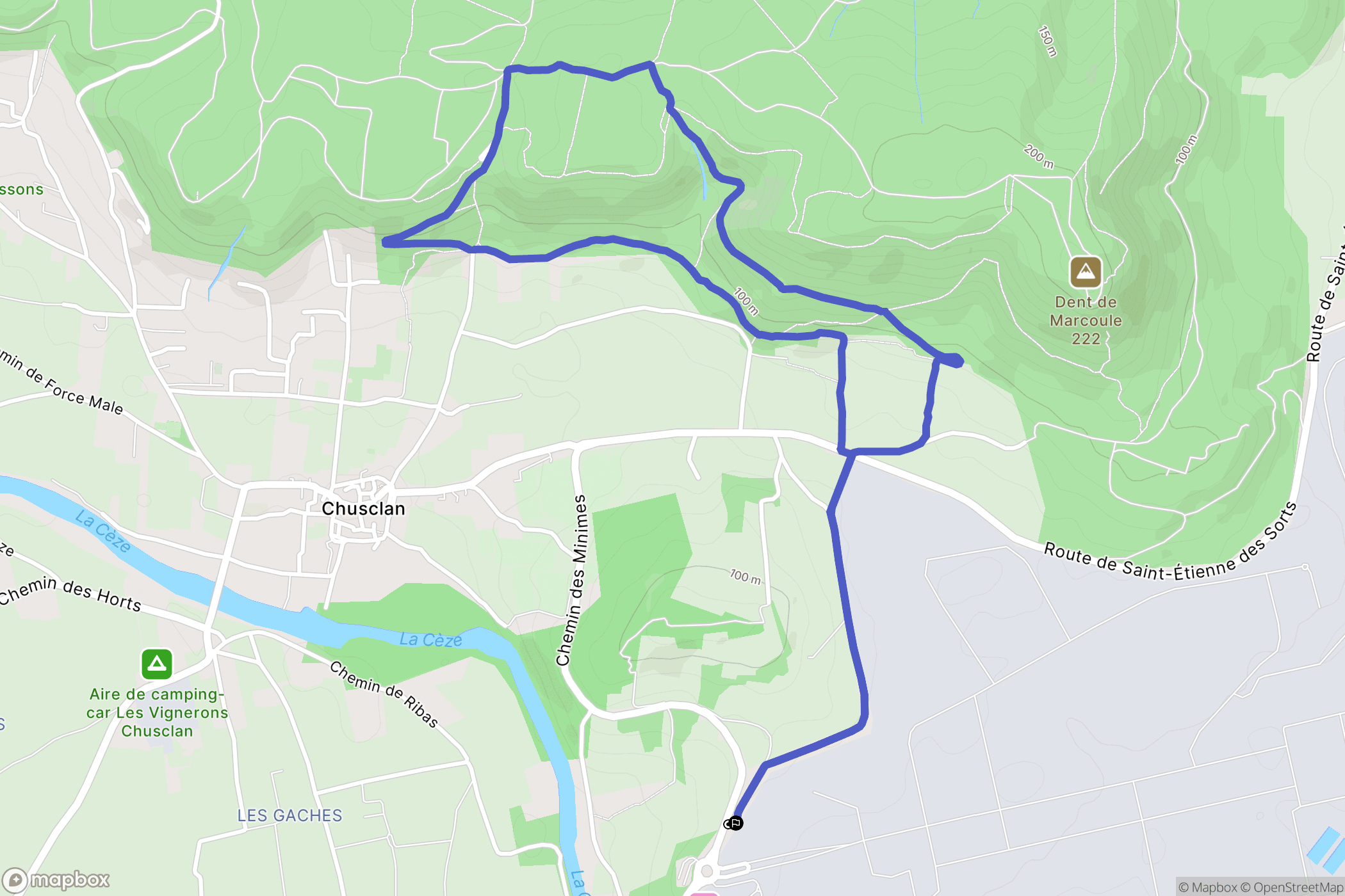 Chusclan : carte du parcours de randonnée - France