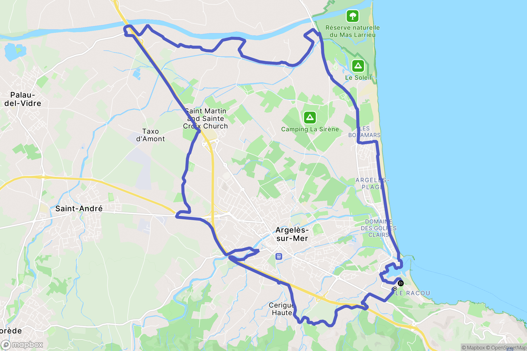 Argelès-sur-Mer : carte du parcours de randonnée - France