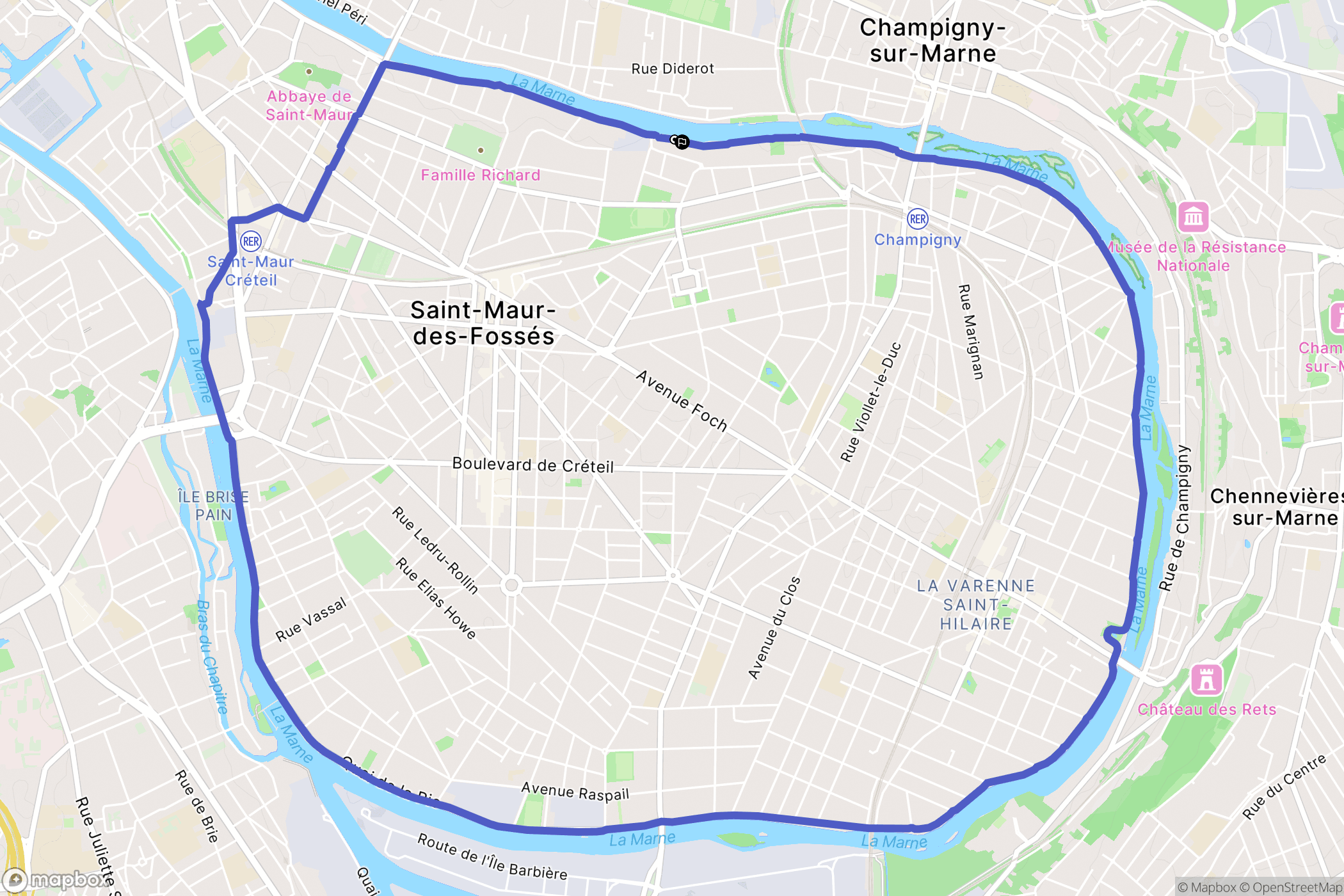 Saint-Maur-des-Fossés : carte du parcours de randonnée - France