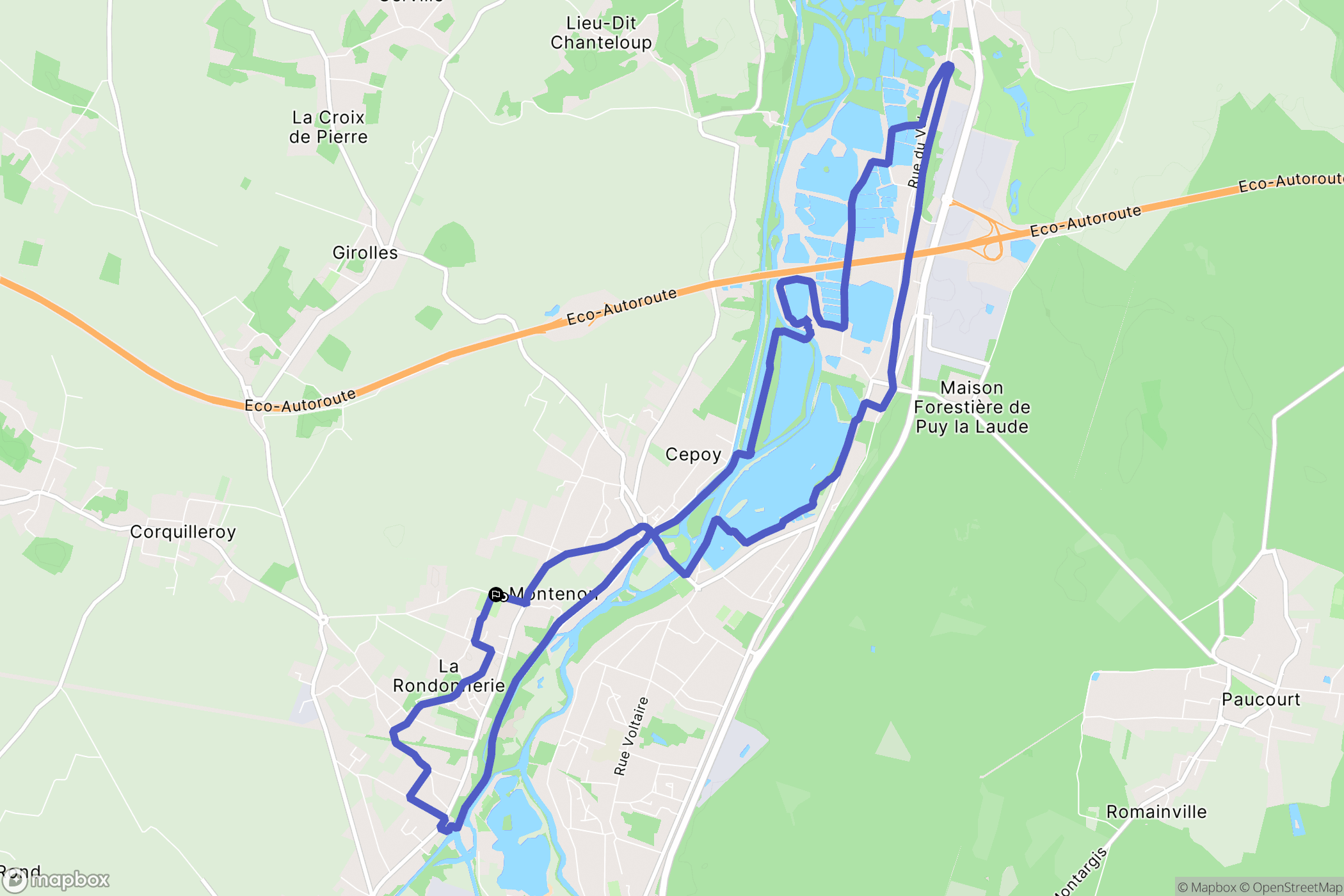 Corquilleroy : carte du parcours de randonnée - France