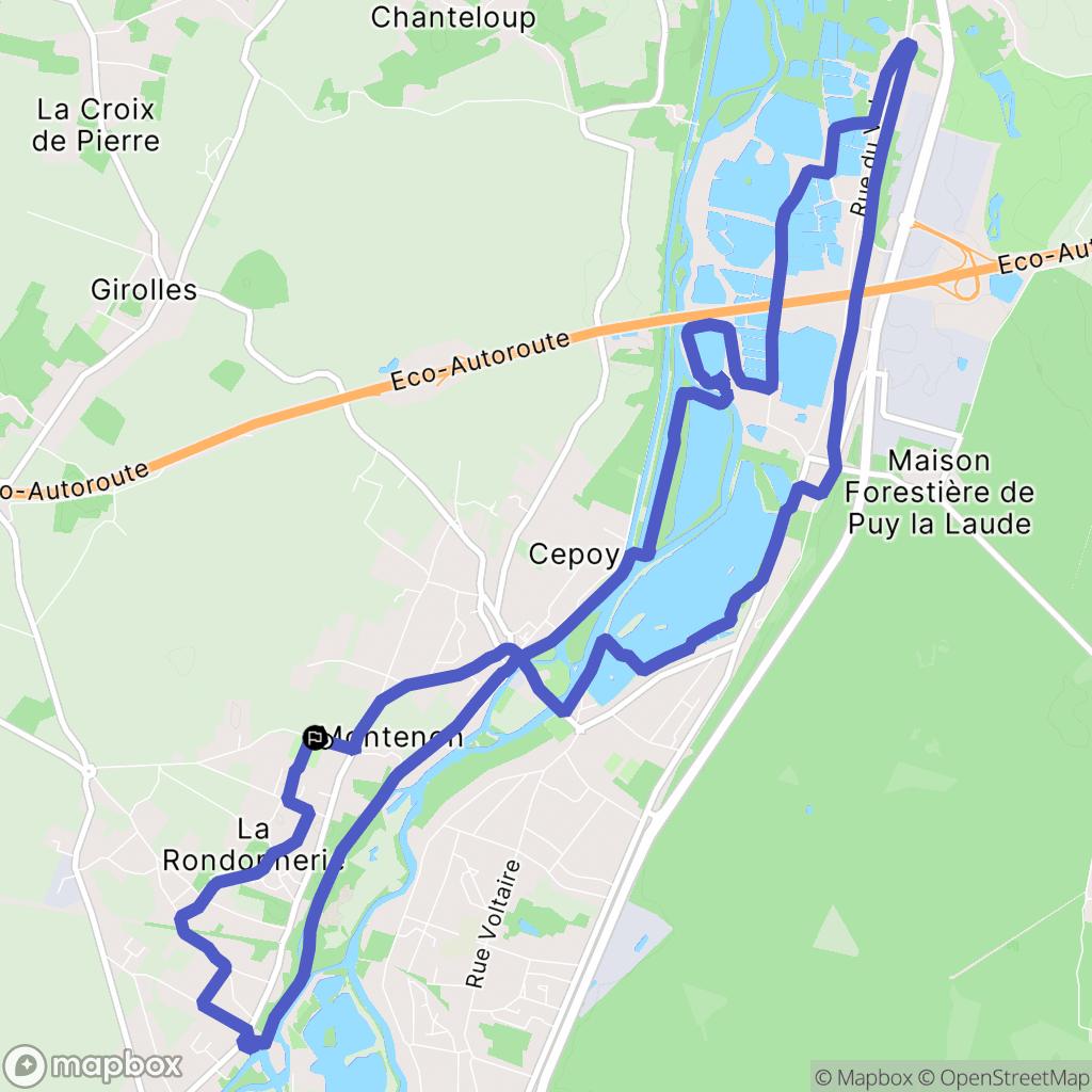 Corquilleroy : carte du parcours de randonnée - France