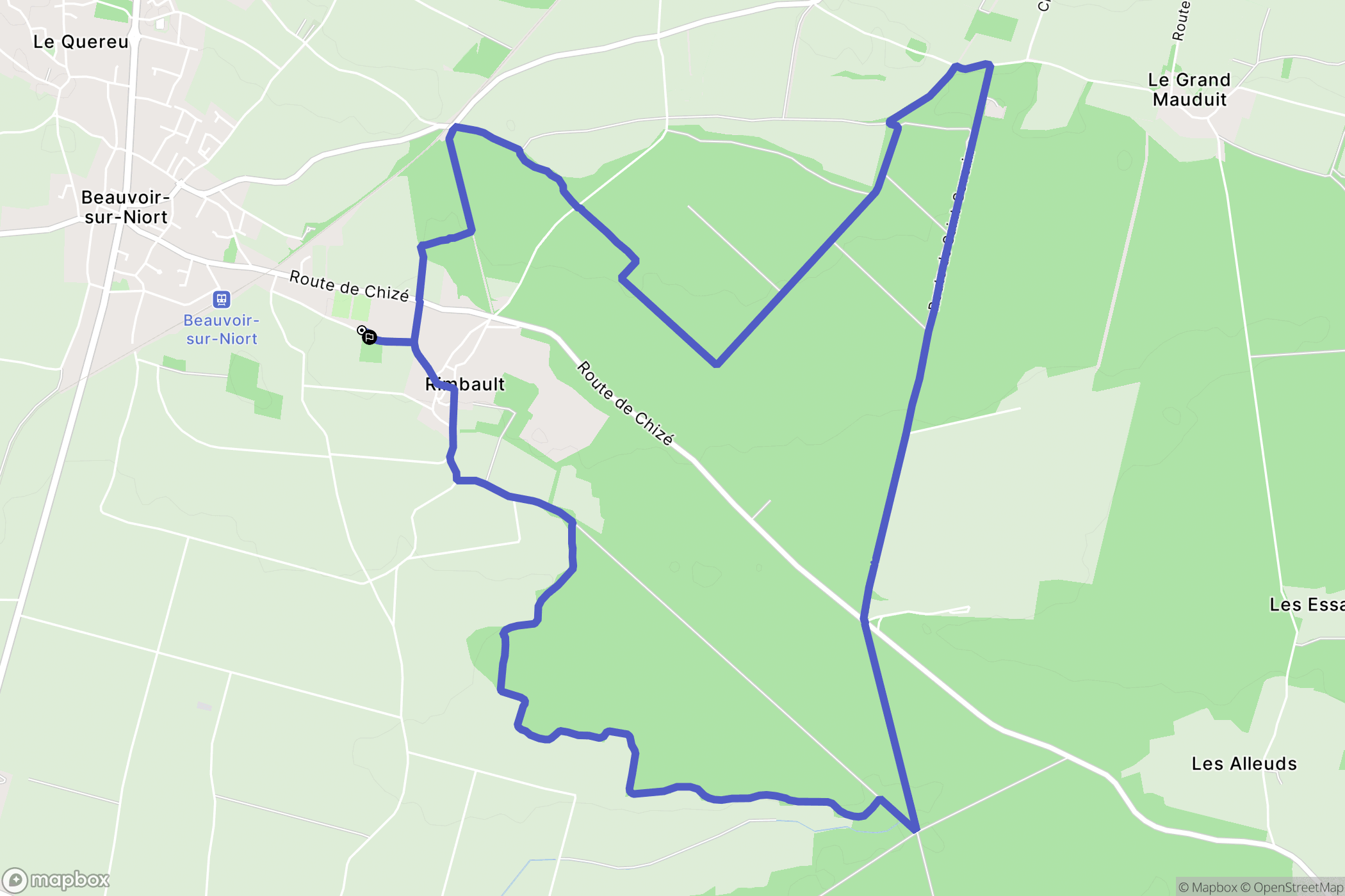 Beauvoir-sur-Niort : carte du parcours de randonnée - France