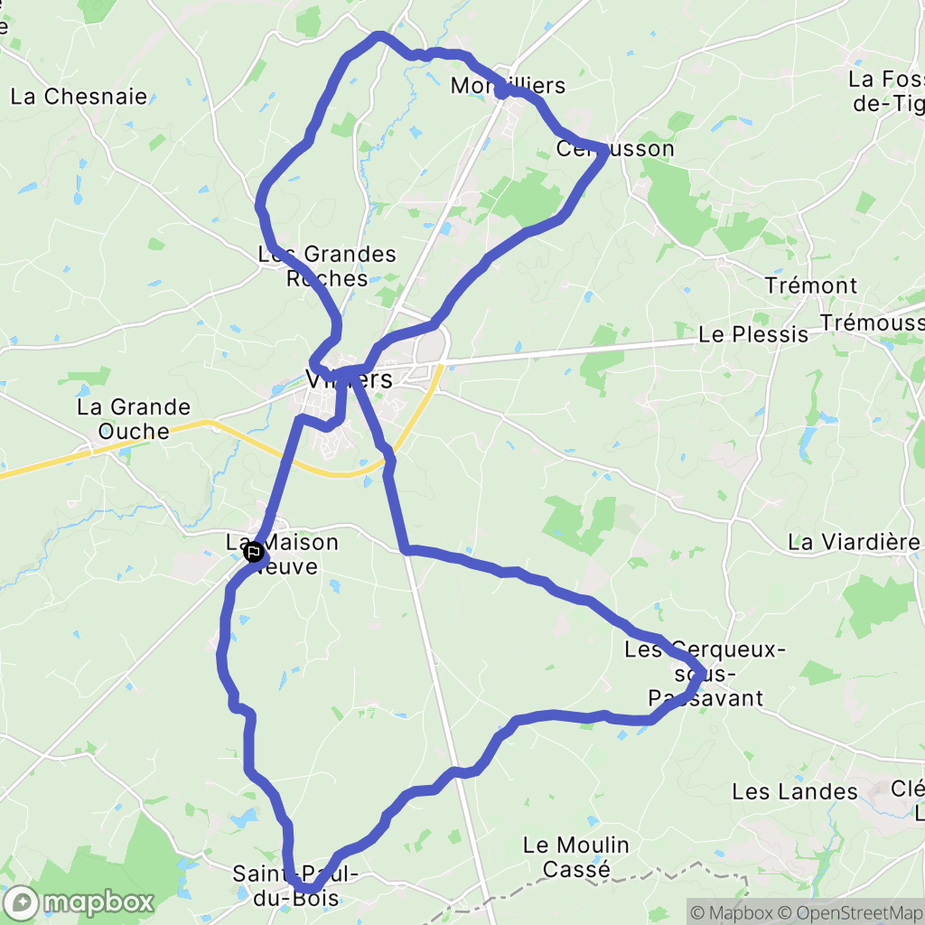 Lys-Haut-Layon : carte du parcours de randonnée - France