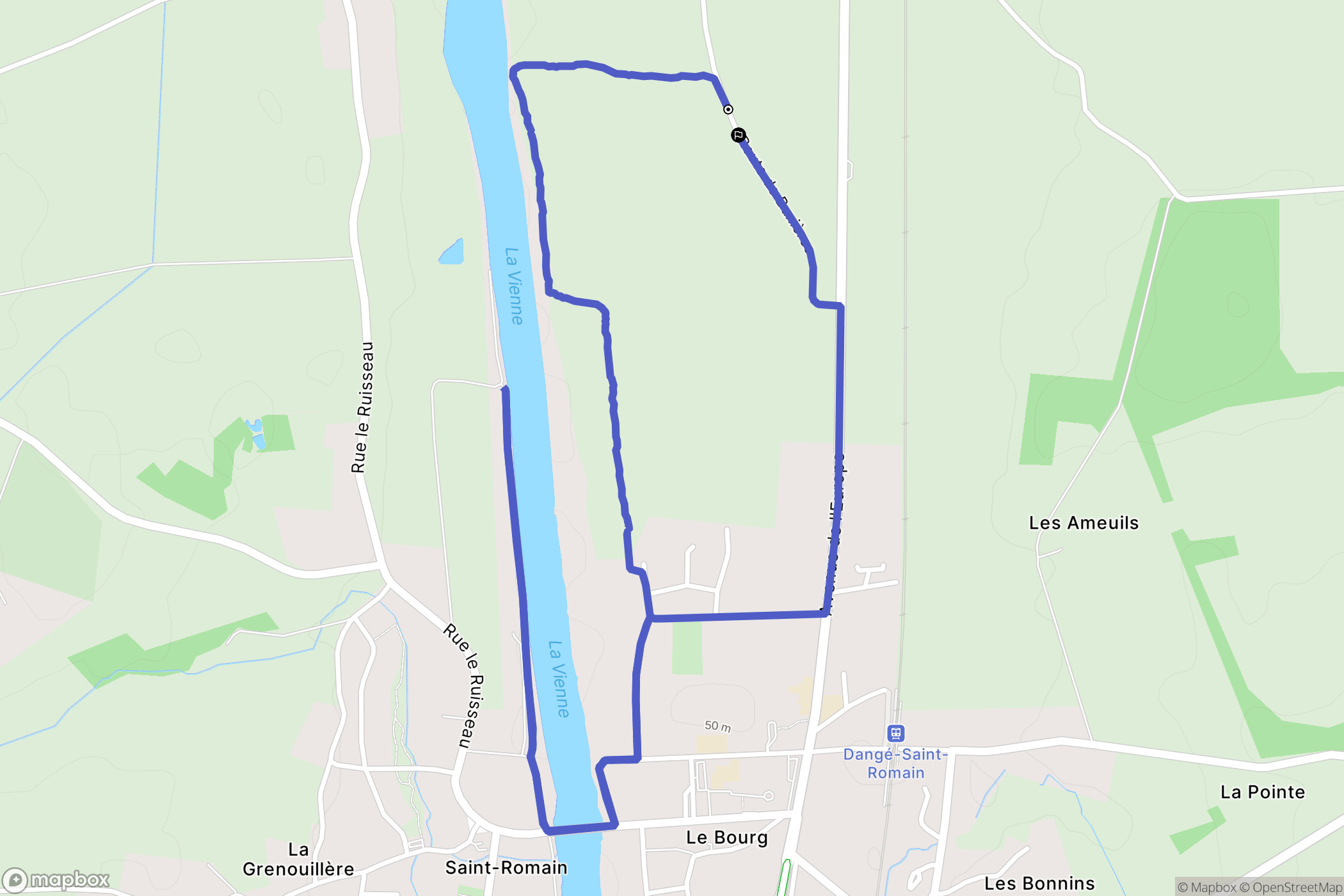 Dangé-Saint-Romain : carte du parcours de randonnée - France