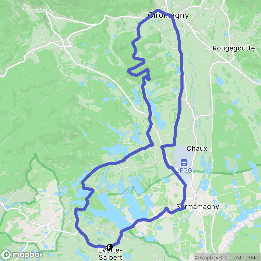 Évette-Salbert : carte du parcours de randonnée - France