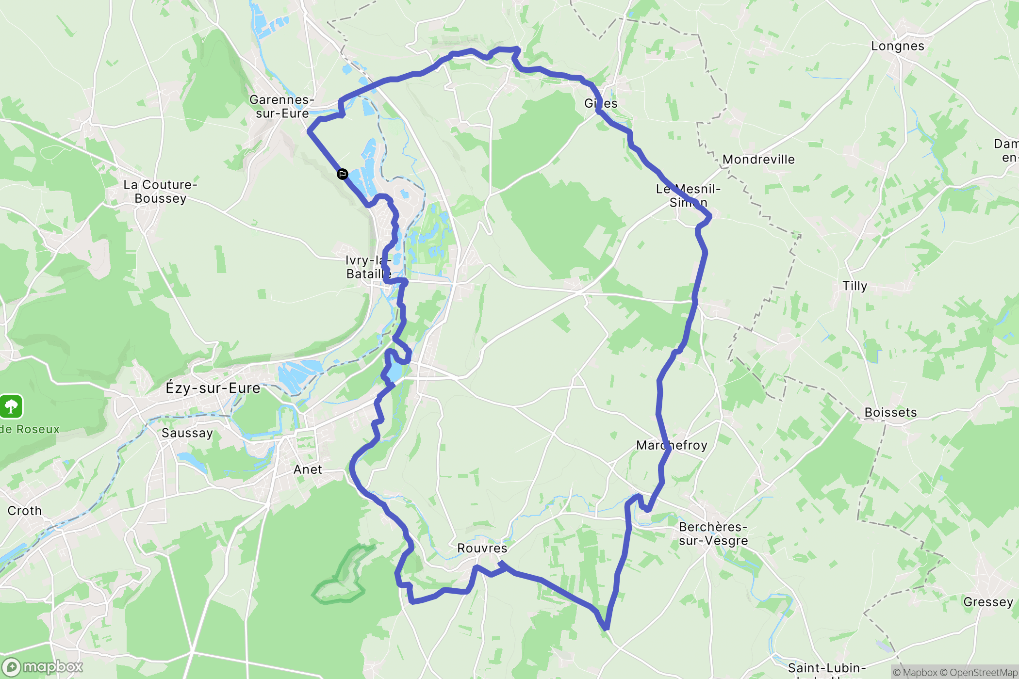 Garennes-sur-Eure : carte du parcours de randonnée - France