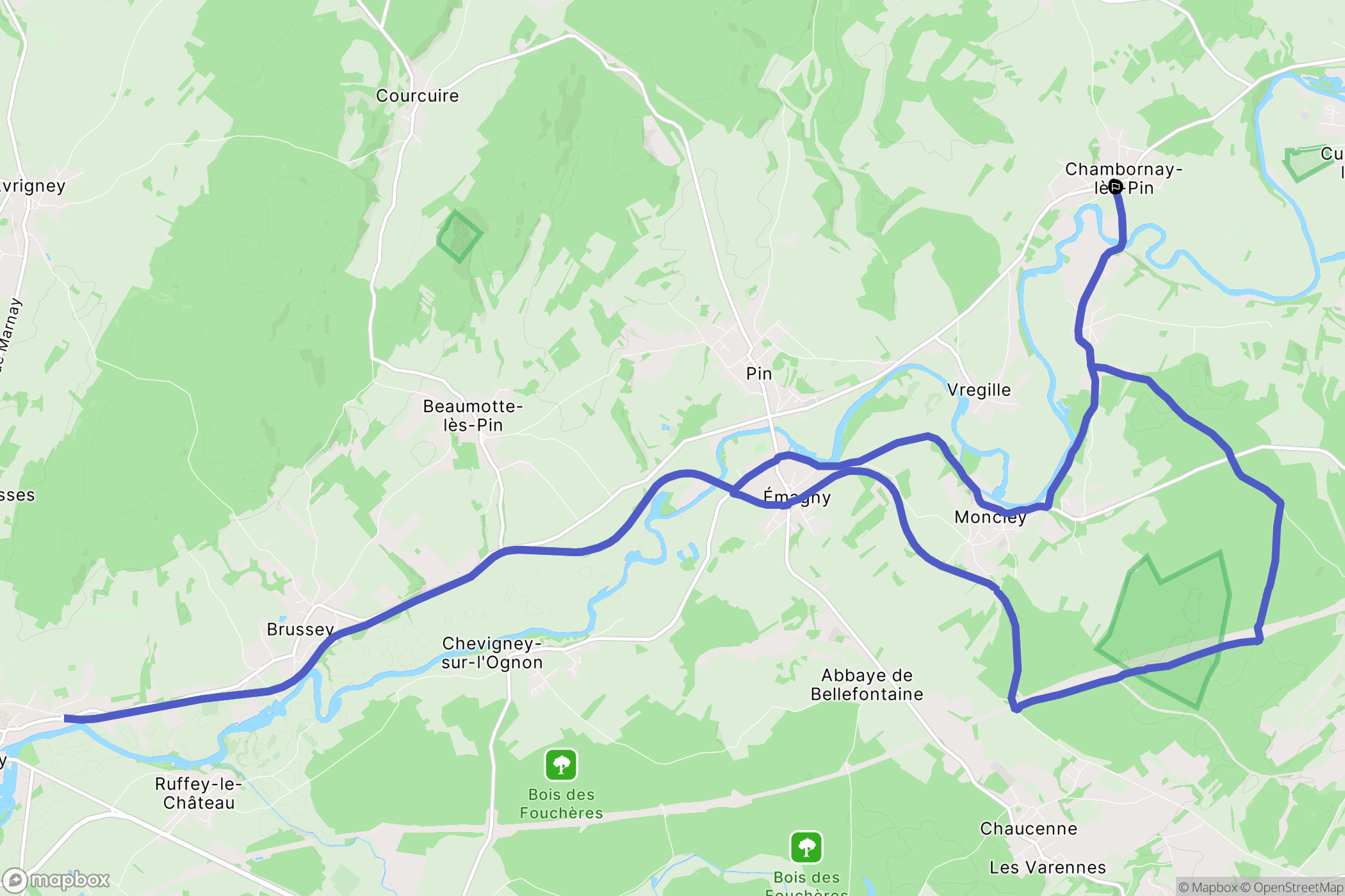 Chambornay-lès-Pin : carte du parcours de randonnée - France
