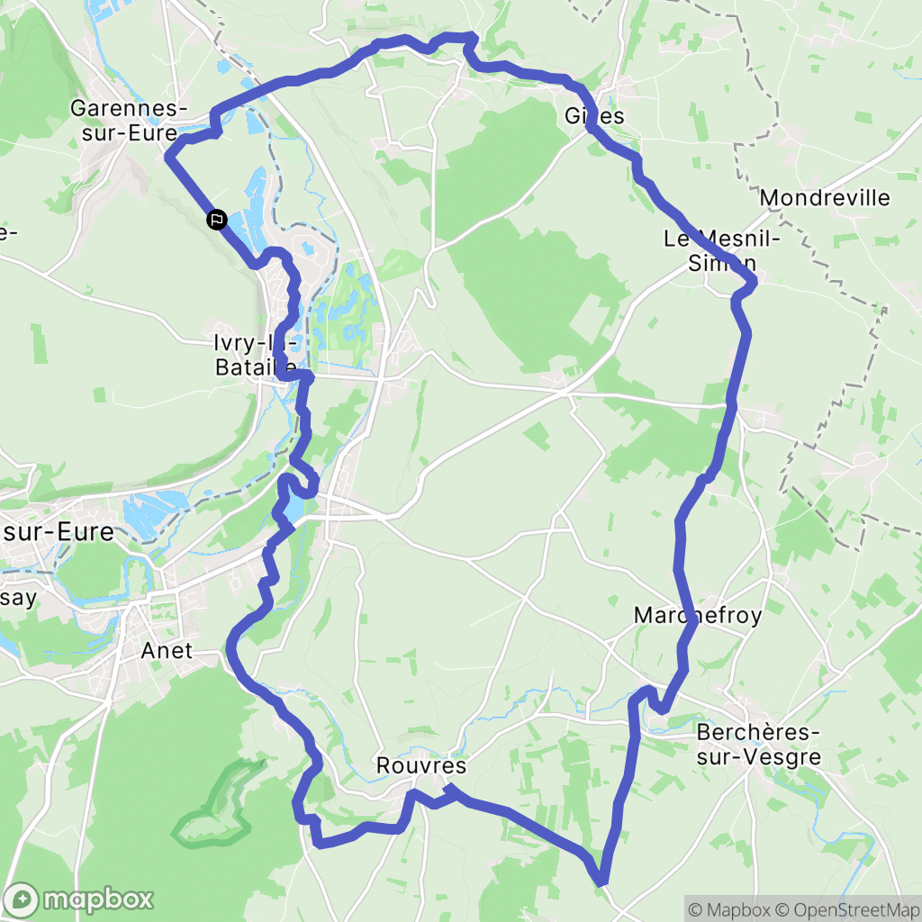 Garennes-sur-Eure : carte du parcours de randonnée - France