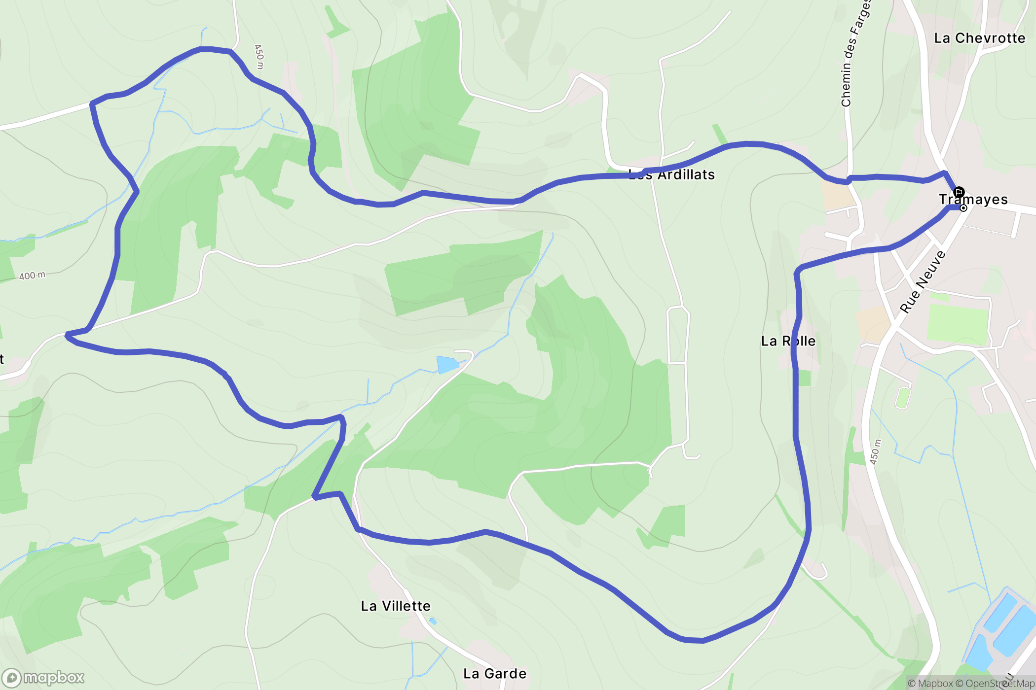 Tramayes : carte du parcours de randonnée - France