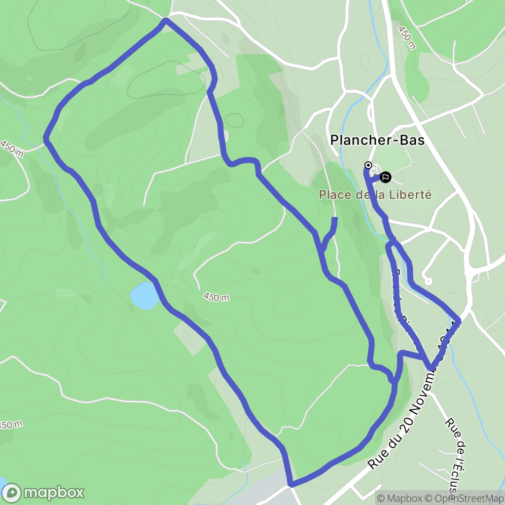Plancher-Bas : carte du parcours de randonnée - France