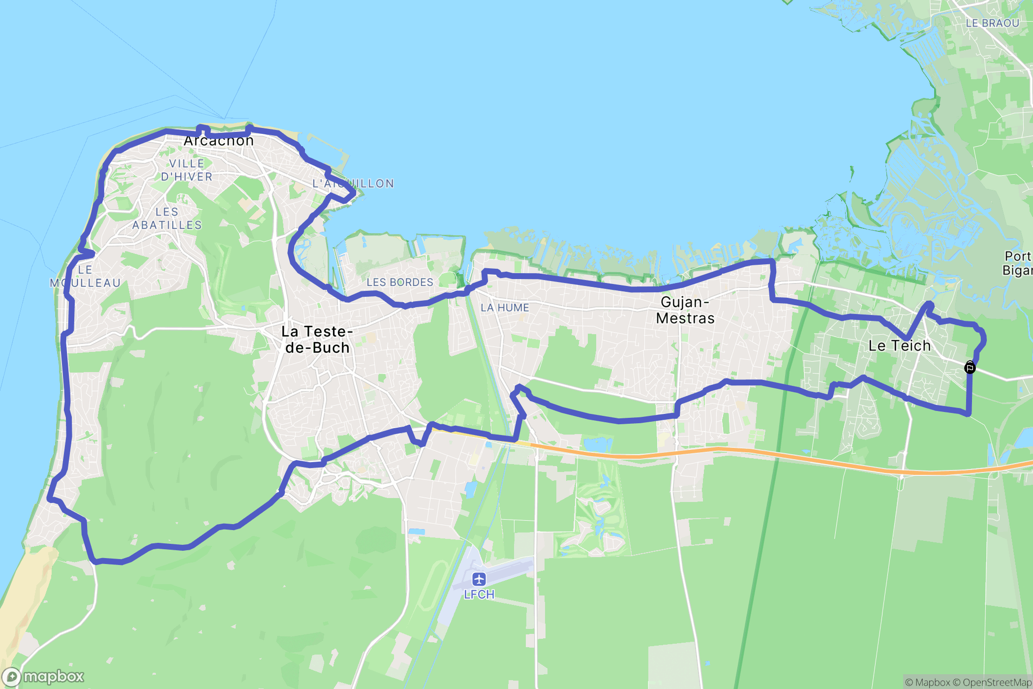 Le Teich : carte du parcours de randonnée - France