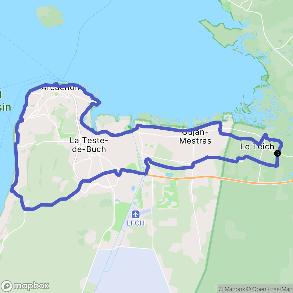 Le Teich : carte du parcours de randonnée - France