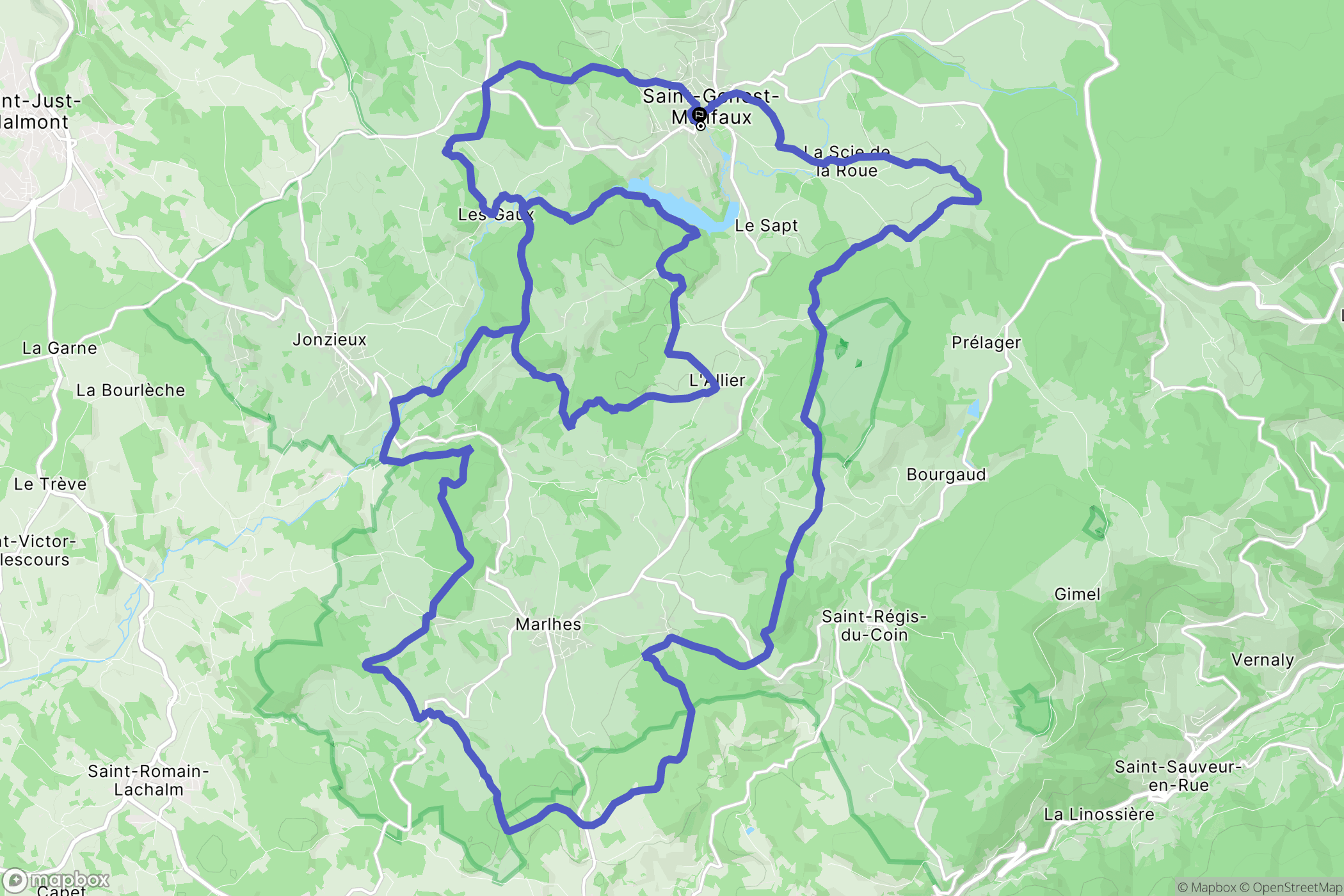 Saint-Genest-Malifaux : carte du parcours de randonnée - France