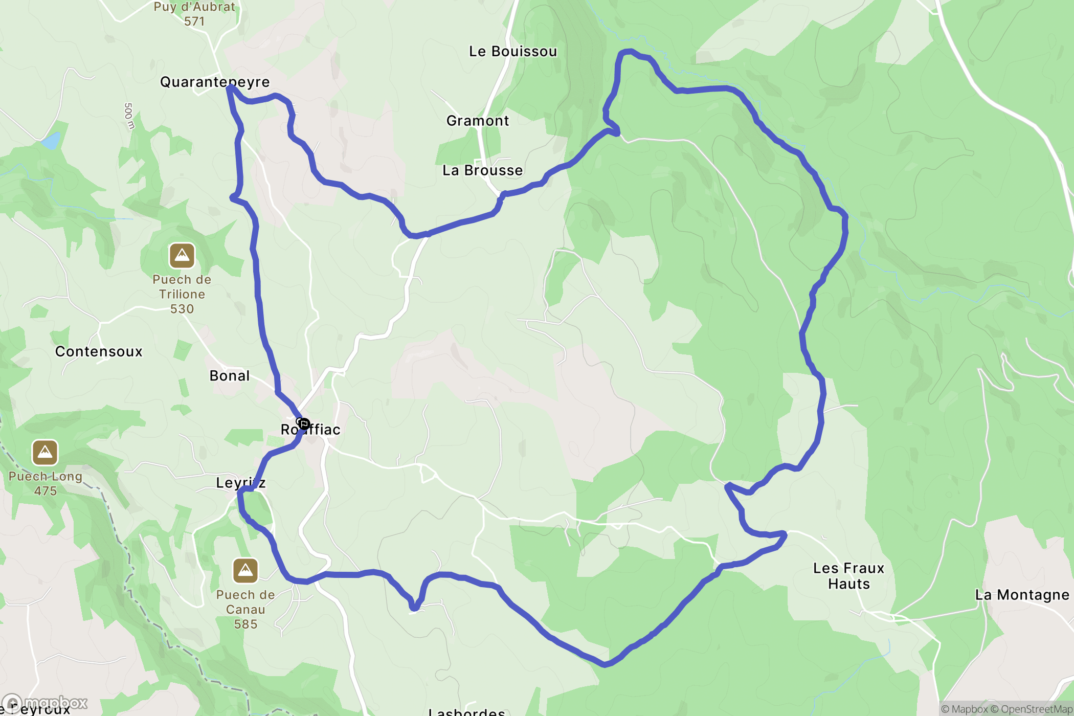 Rouffiac : carte du parcours de randonnée - France