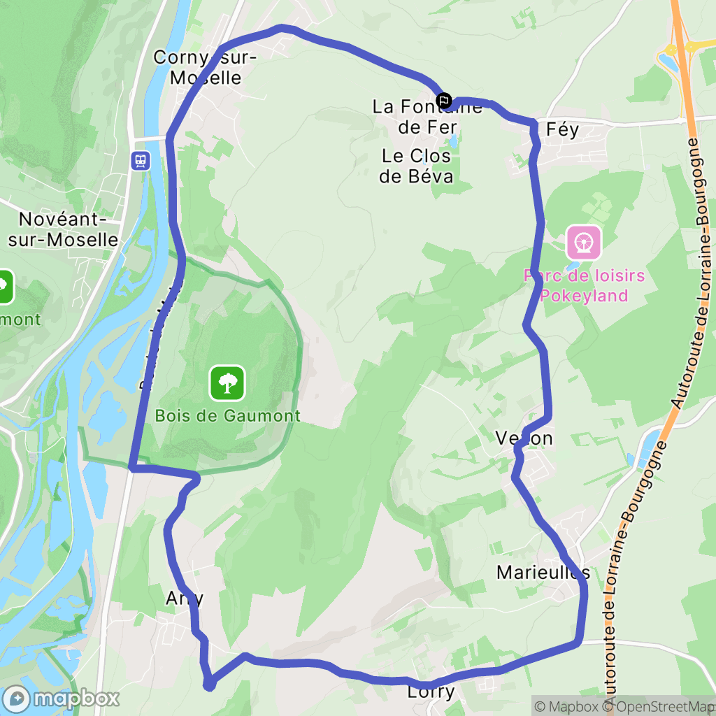 Corny-sur-Moselle : carte du parcours de randonnée - France
