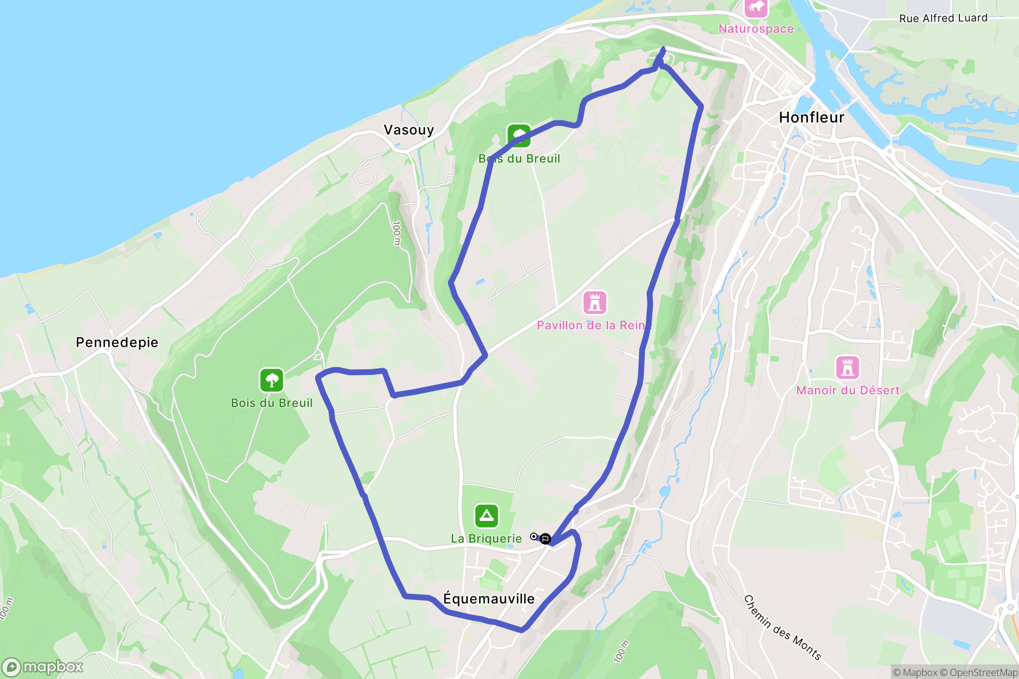 Équemauville : carte du parcours de randonnée - France