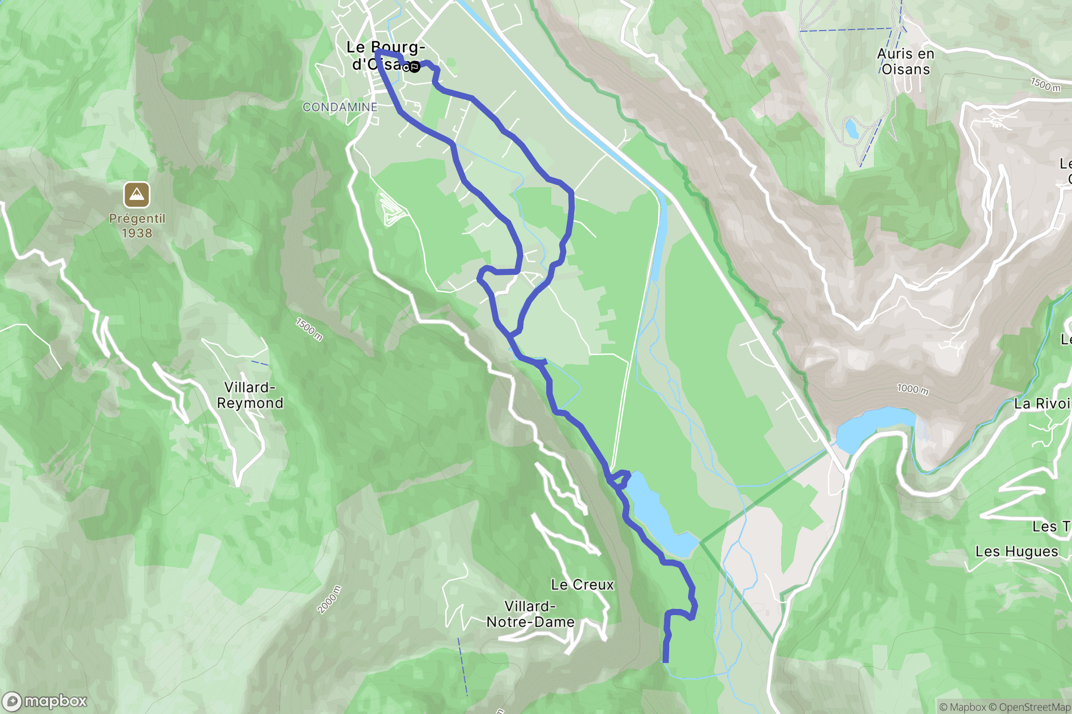 Le Bourg-d'Oisans : carte du parcours de randonnée - France