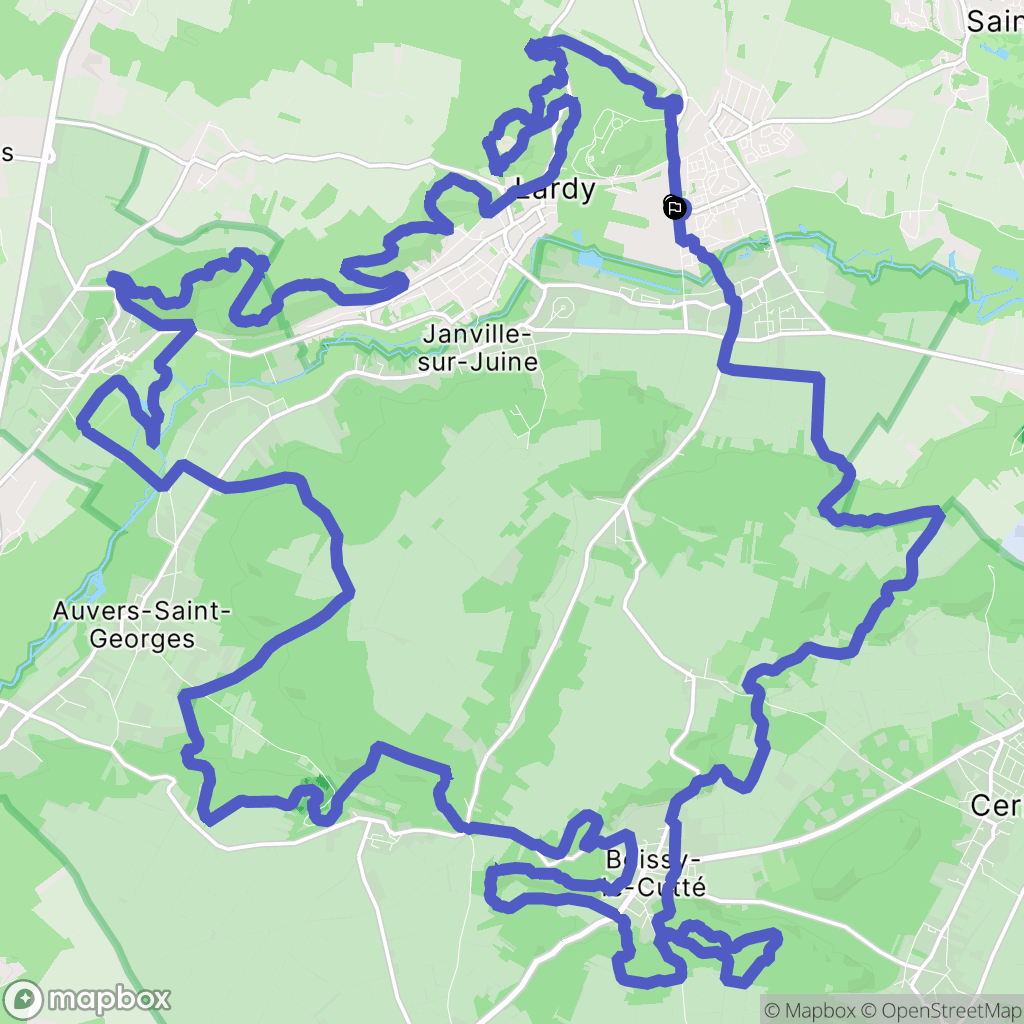 Lardy : carte du parcours de randonnée - France